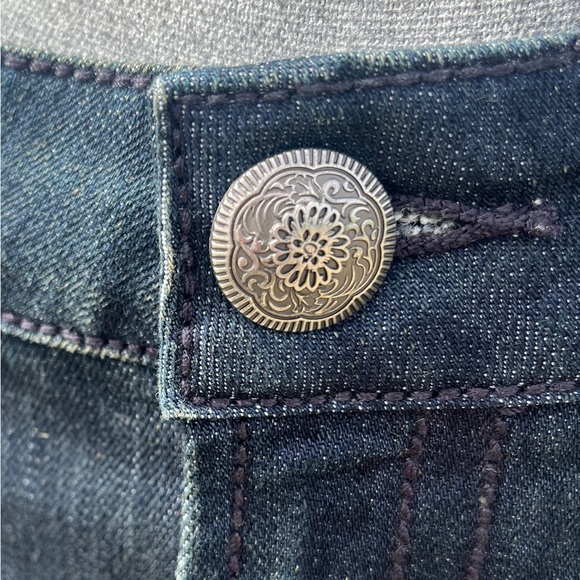 LADIES CACHE WESTERN DARK DENIM JEAN SIZE 6 COUNTRY GIRL DECORATIVE POCKETS - Picture 2 of 6